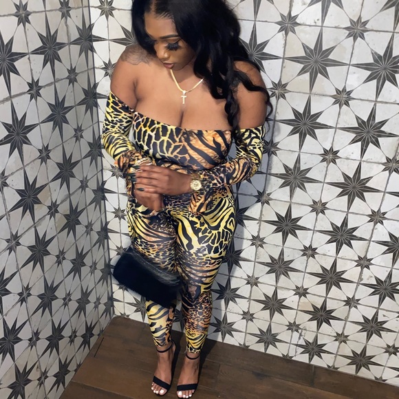 Yellow Animal Print Jumpsuit - Picture 10 of 13